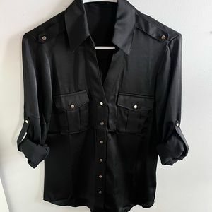 Black express button down blouse